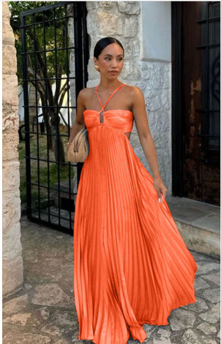 Lily Crompton | Pleated Halter Maxi Dress For Women