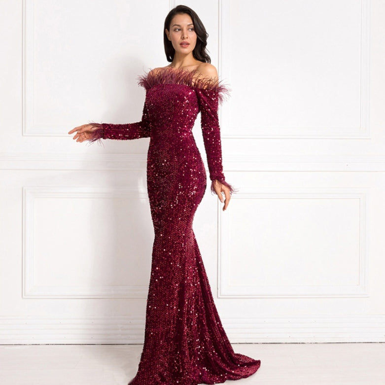 Amelia Sinclair | Off-Shoulder Sequin Mermaid Gown For Women