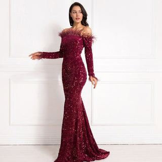 Amelia Sinclair | Off-Shoulder Sequin Mermaid Gown For Women