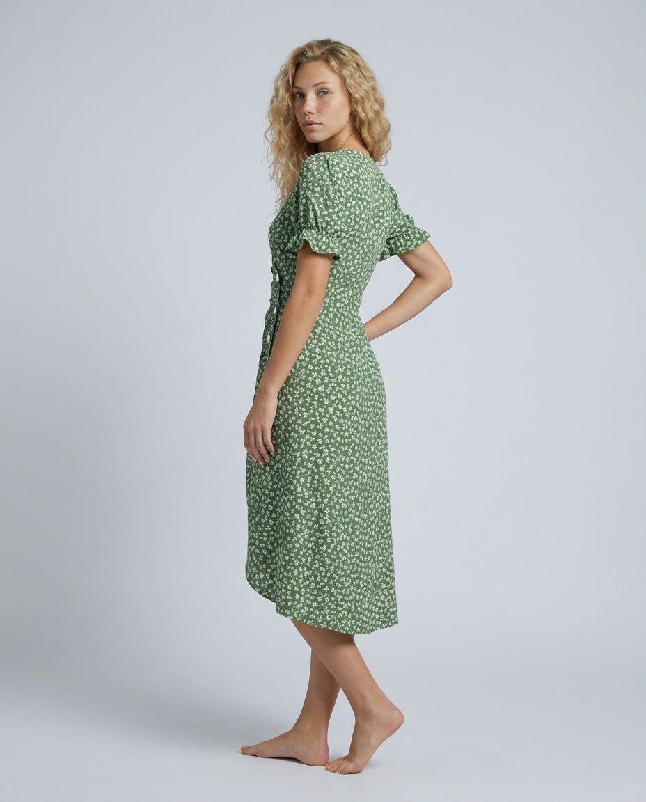 Chloe Harrington | Floral Ruffle Sleeve Midi Dress For Women