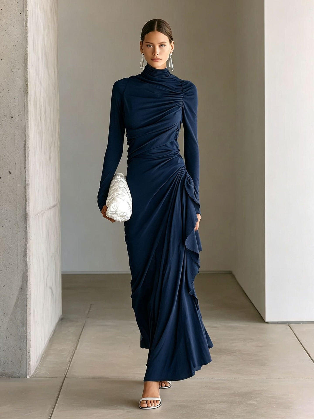 Imogen Wright | High-Neck Draped Maxi Dress For Women