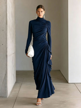 Imogen Wright | High-Neck Draped Maxi Dress For Women