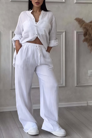 Harriet Campbell | Linen-Feel Wide Leg Two Piece Set For Women
