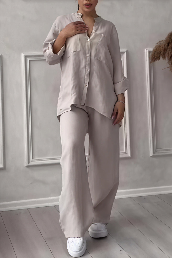 Harriet Campbell | Linen-Feel Wide Leg Two Piece Set For Women