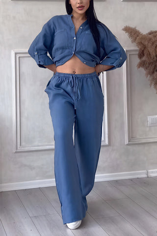 Harriet Campbell | Linen-Feel Wide Leg Two Piece Set For Women