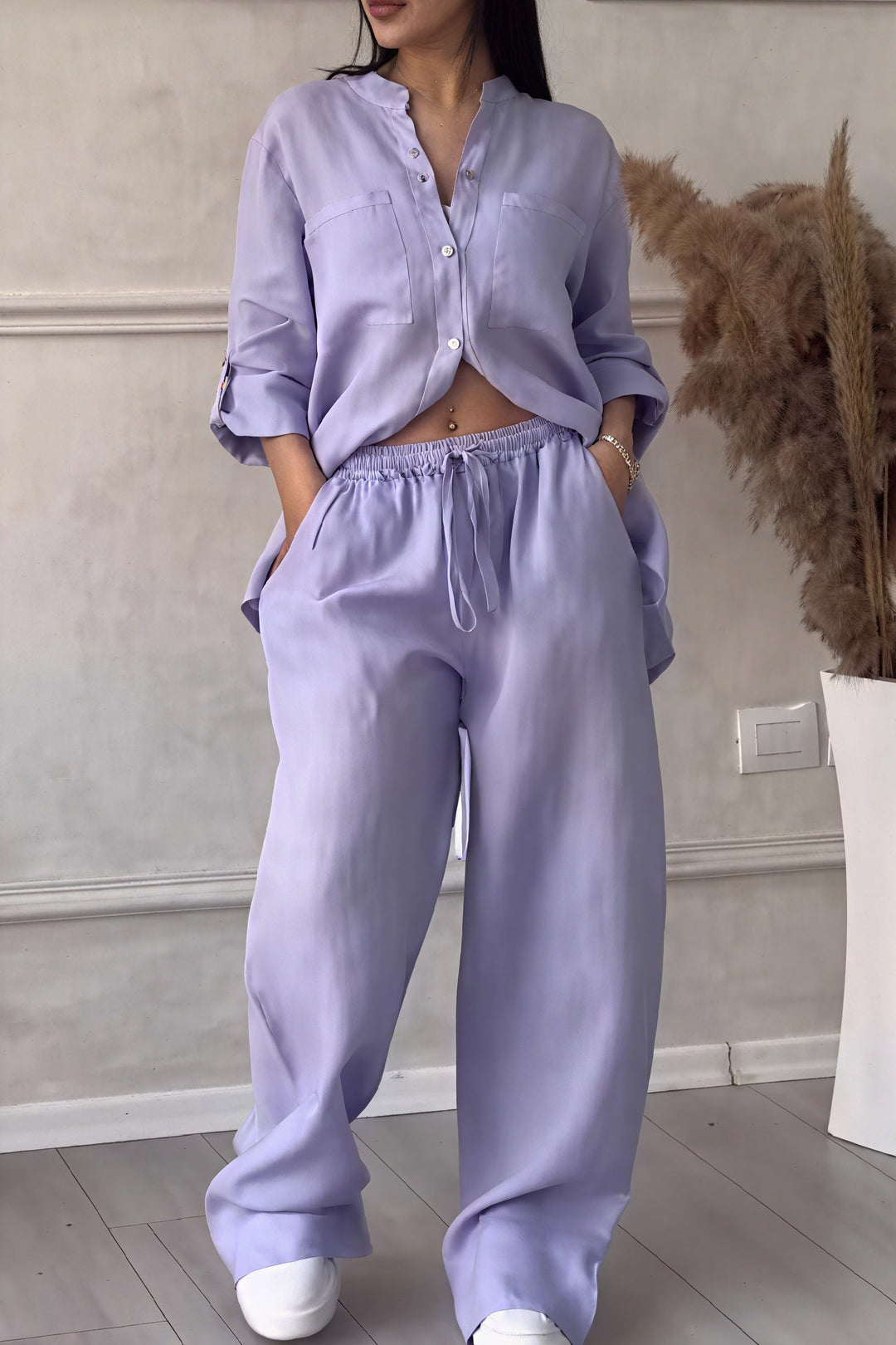 Harriet Campbell | Linen-Feel Wide Leg Two Piece Set For Women