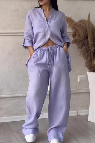 Harriet Campbell | Linen-Feel Wide Leg Two Piece Set For Women