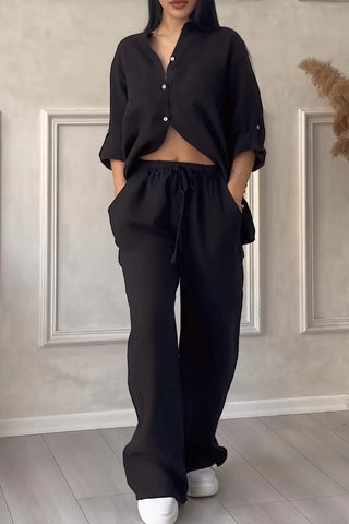 Harriet Campbell | Linen-Feel Wide Leg Two Piece Set For Women