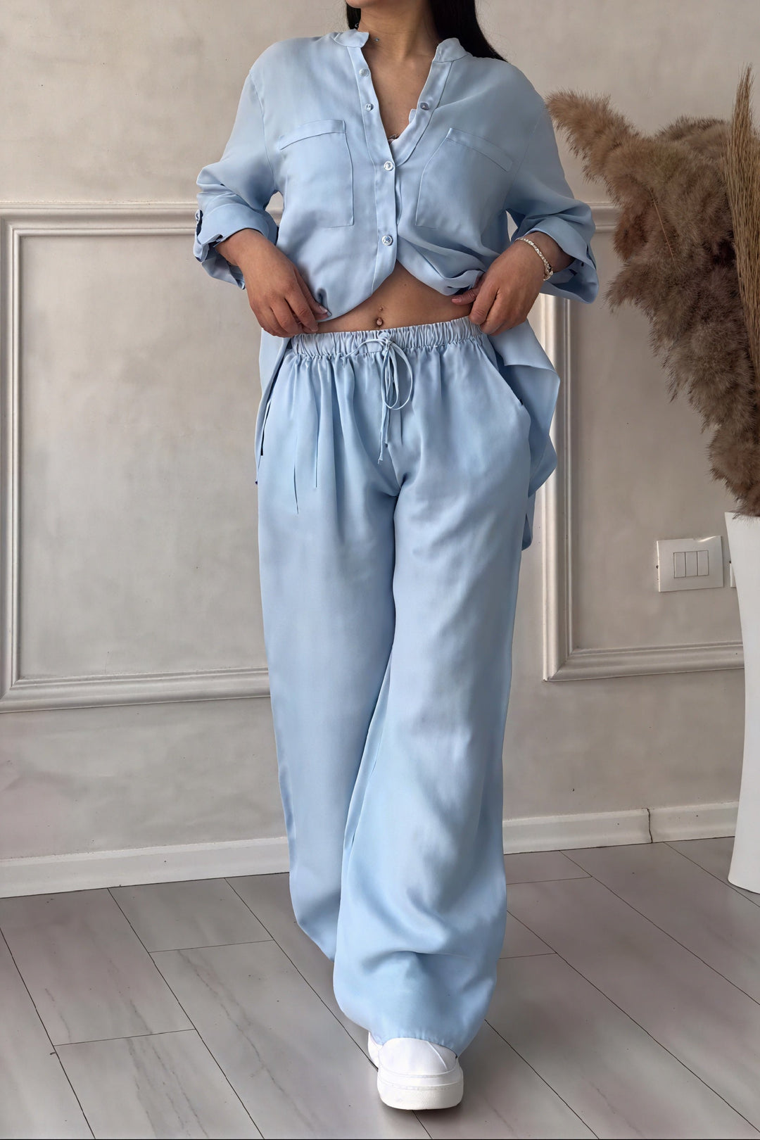 Harriet Campbell | Linen-Feel Wide Leg Two Piece Set For Women