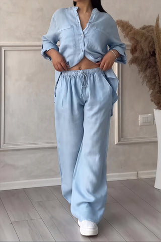Harriet Campbell | Linen-Feel Wide Leg Two Piece Set For Women