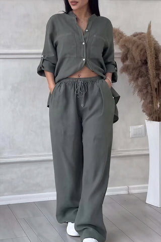 Harriet Campbell | Linen-Feel Wide Leg Two Piece Set For Women