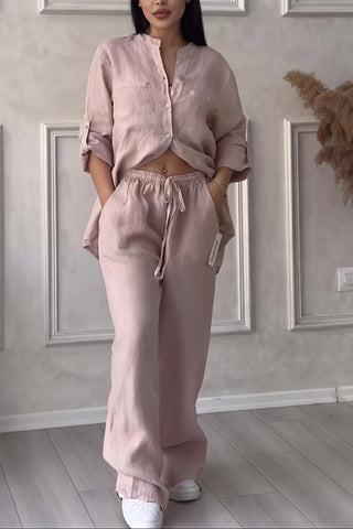Harriet Campbell | Linen-Feel Wide Leg Two Piece Set For Women
