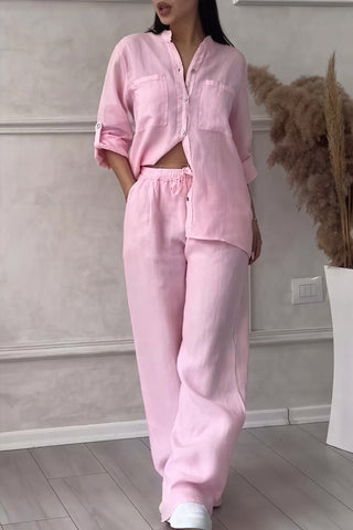 Harriet Campbell | Linen-Feel Wide Leg Two Piece Set For Women