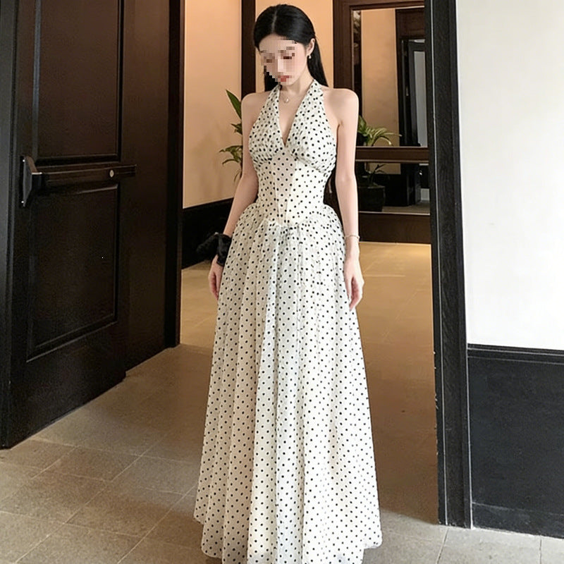 Holly Wright | Polka Dot Halter Maxi Dress For Women