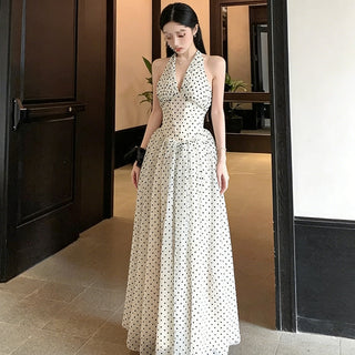 Holly Wright | Polka Dot Halter Maxi Dress For Women