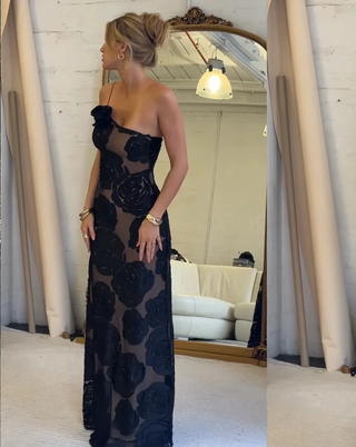Elise Cromwell | Velvet Rose Maxi Evening Dress For Women