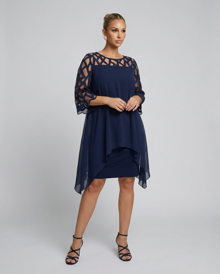 Ava Harrington | Mesh Sleeve Cape Mini Dress For Women