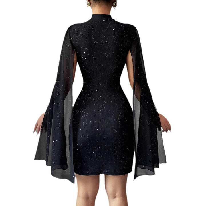 Ruby Turner | Glitter Cape Sleeve Mini Dress For Women