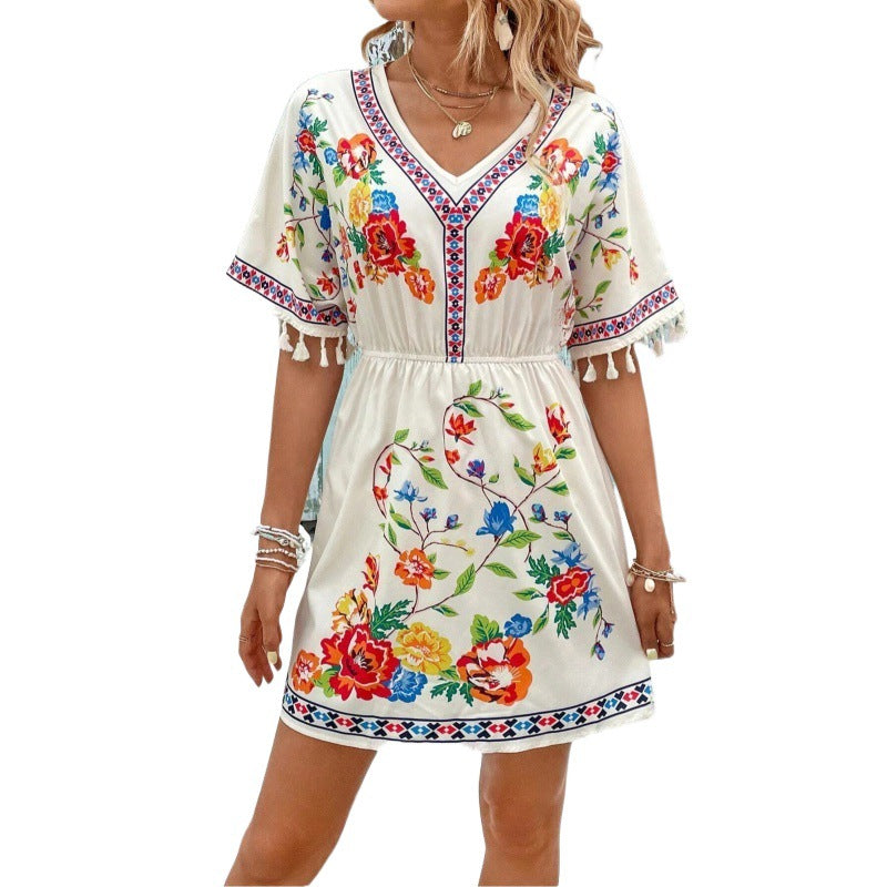 Isla Pemberton | Boho Floral Mini Dress For Women