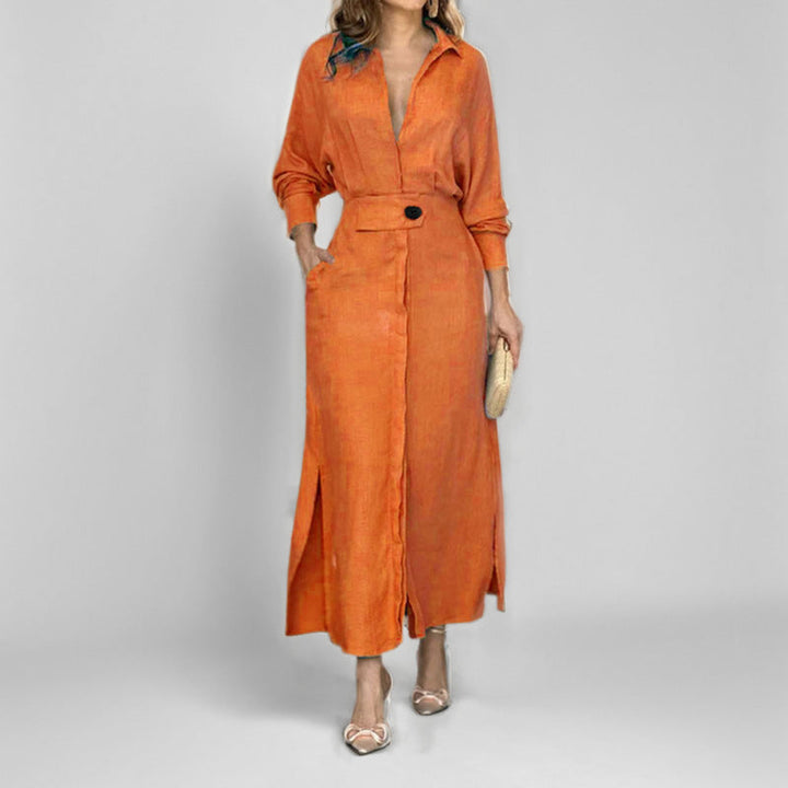 Mia Williams | Tied Waist Shirt Maxi Dress For Women