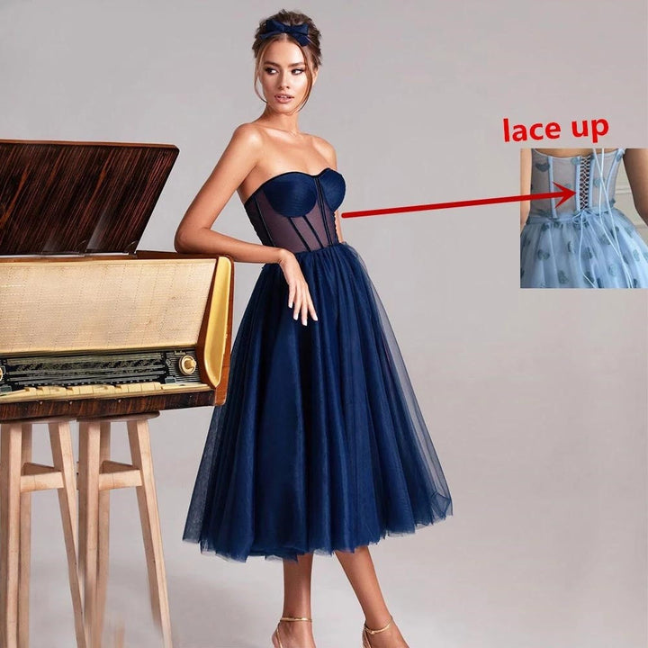 Isla Kelly | Strapless Tulle Midi Dress For Women