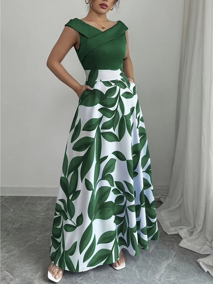 Eloise Harrington | Printed V-Neck Maxi Dress For Women