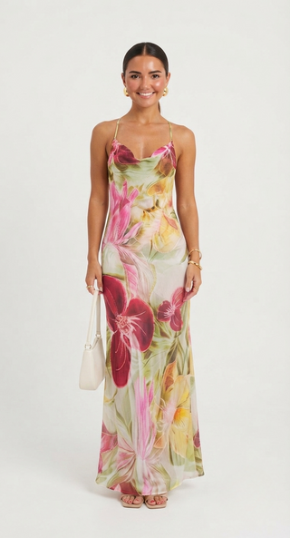 Elise Callahan | Floral Cowl Maxi Dress For Women