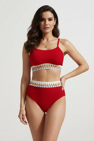 Elise Waverly | Ribbed High Waist Bikini Set For Women