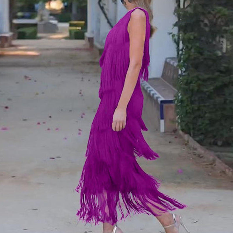 Georgia King | One-Shoulder Tassel Maxi Dress For Women