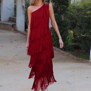 Georgia King | One-Shoulder Tassel Maxi Dress For Women