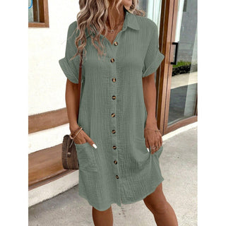 Emilia Weston | Cotton Linen Shirt Mini Dress For Women