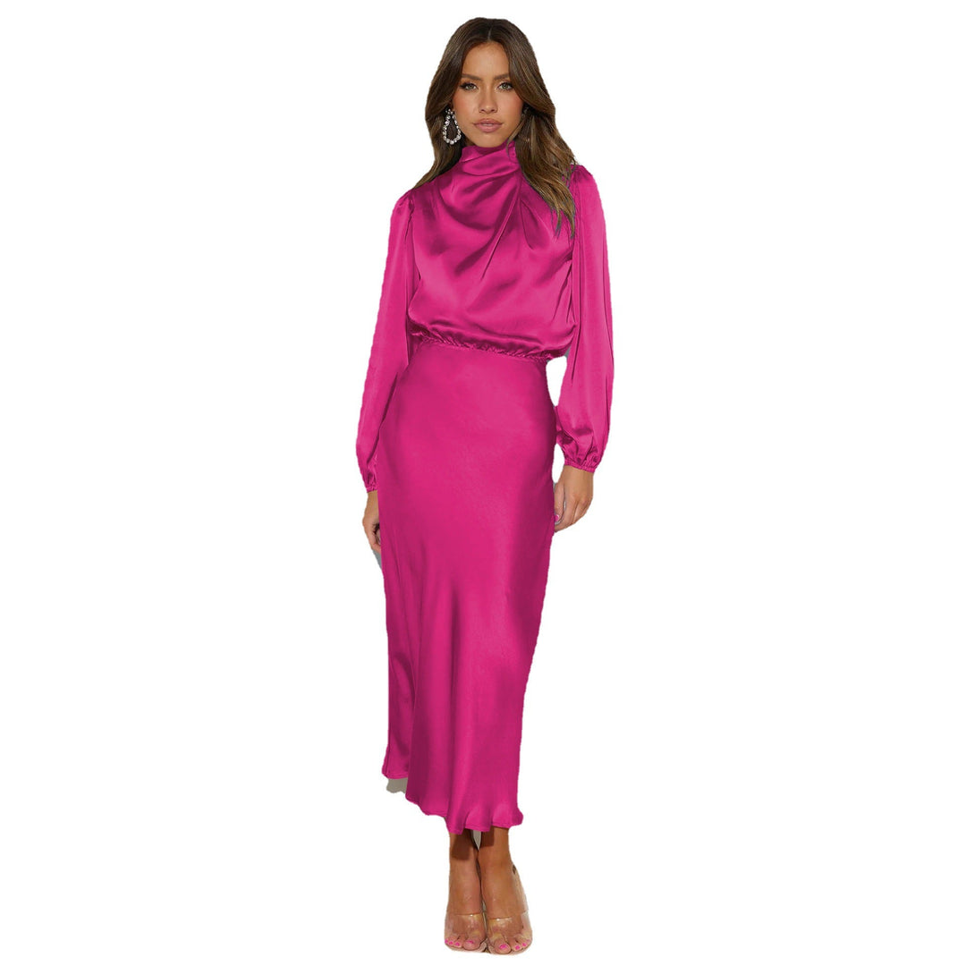 Ruby Anderson | Satin High-Neck Midi Dress For Women