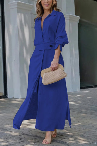 Mia Williams | Tied Waist Shirt Maxi Dress For Women