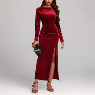 Charlotte Kelly | Velvet Slit Formal Maxi Dress For Women