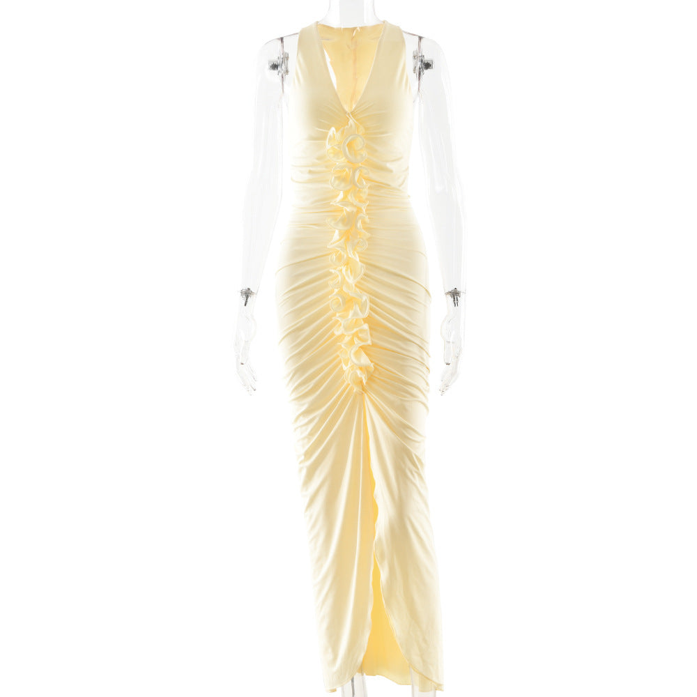 Grace Wilson | Ruched V-Neck Maxi Dress For Women
