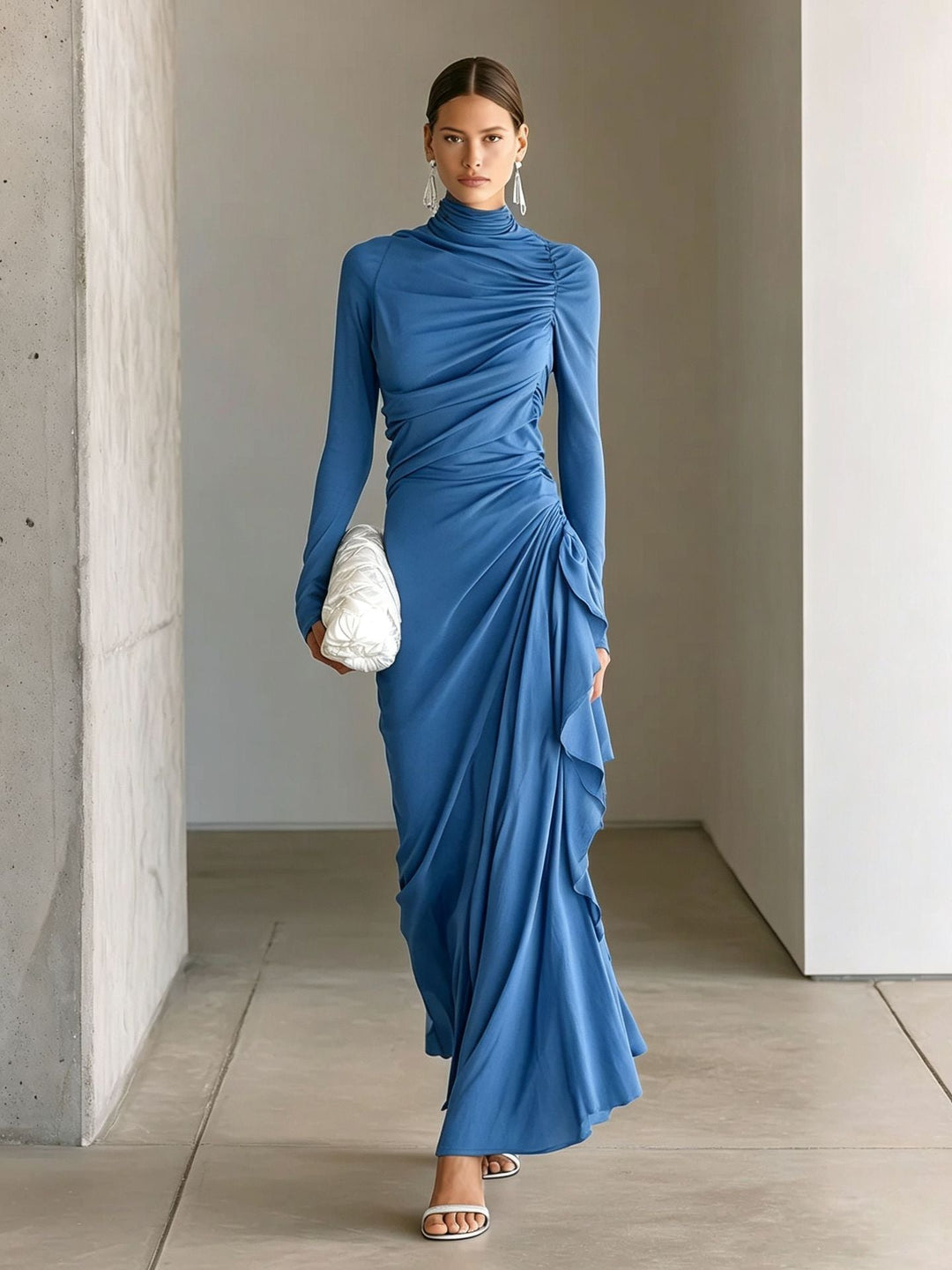 Imogen Wright | High-Neck Draped Maxi Dress For Women