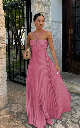 Lily Crompton | Pleated Halter Maxi Dress For Women