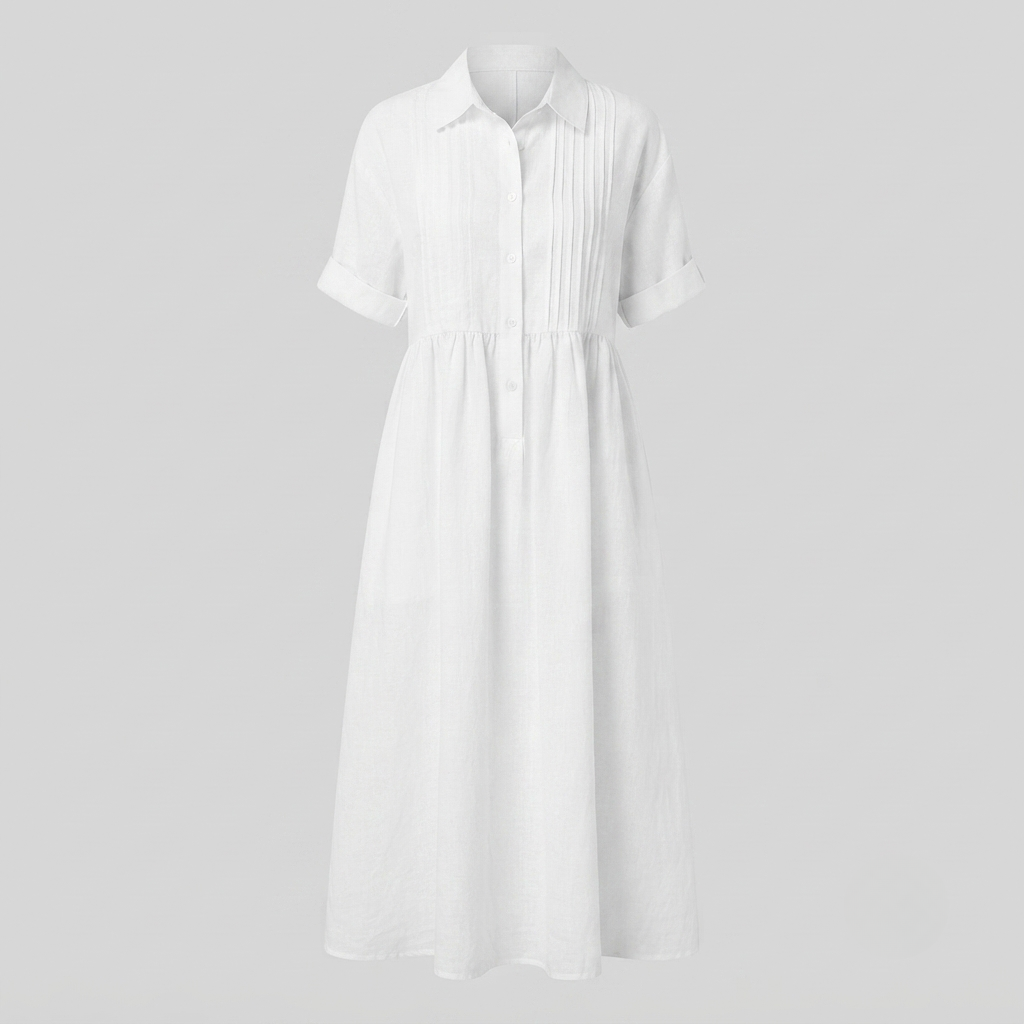 Harper Sutton | Pintuck Linen Maxi Shirt Dress For Women