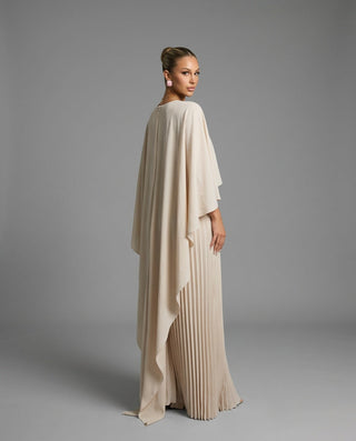 Sienna Wyndham | Cape Overlay Pleated Maxi Dress For Women