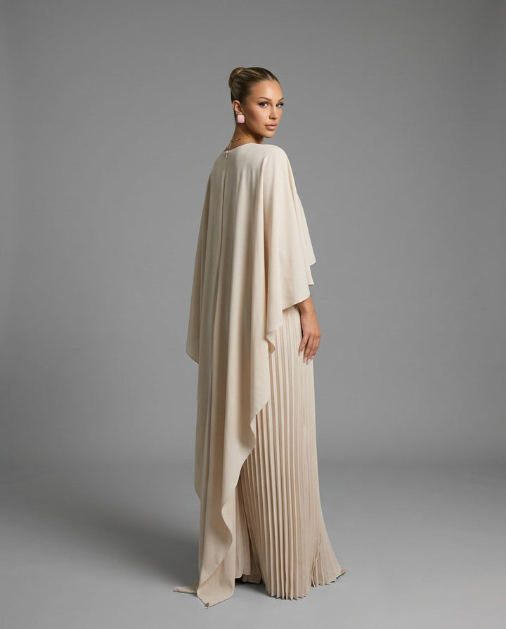 Sienna Wyndham | Cape Overlay Pleated Maxi Dress For Women