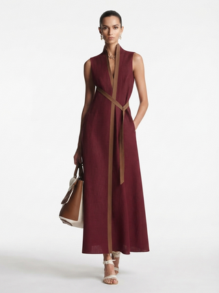 Georgina Wright | Sleeveless Maxi Dress with Contrast Trim For Women