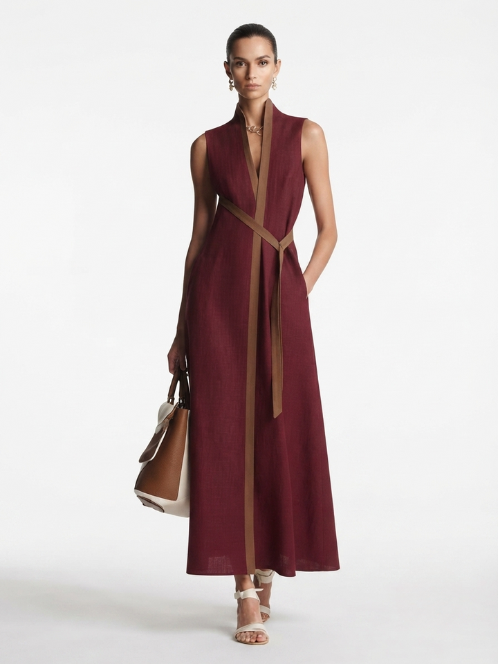 Georgina Wright | Sleeveless Maxi Dress with Contrast Trim For Women