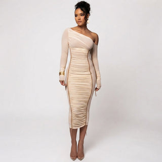 Grace Pemberton | One Shoulder Ruched Midi Evening Dress For Women