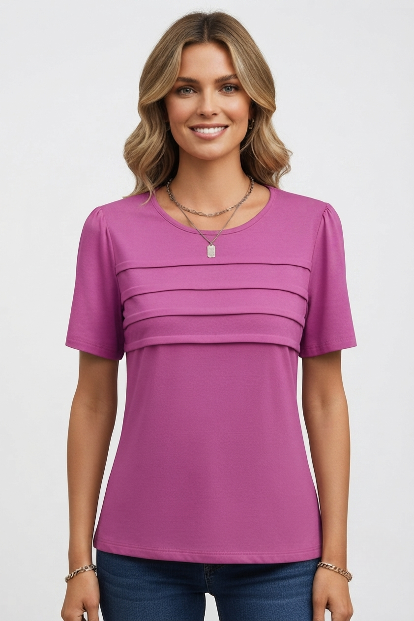 Grace Turner | Layered Front Round Neck T-Shirt For Women