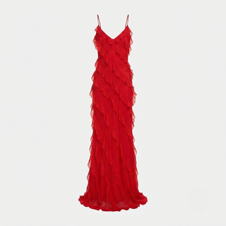 Charlotte Reid | Red Ruffle Maxi Dress For Women