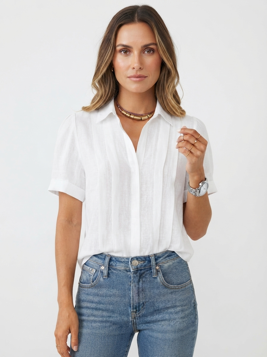 Hannah Robertson | Pleated Linen Blouse For Women