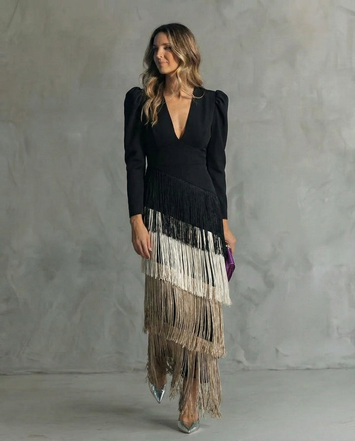 Emma Martin | Flowy V-Neck Long Sleeve Dress For Women