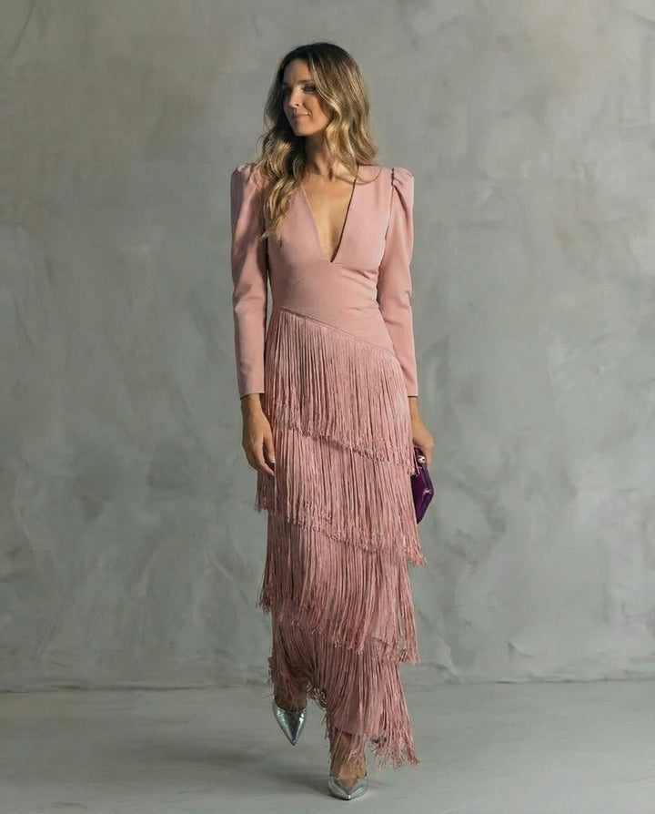 Emma Martin | Flowy V-Neck Long Sleeve Dress For Women