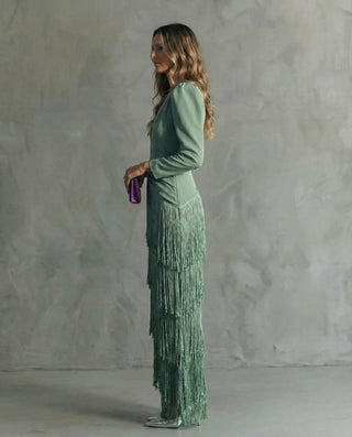 Emma Martin | Flowy V-Neck Long Sleeve Dress For Women