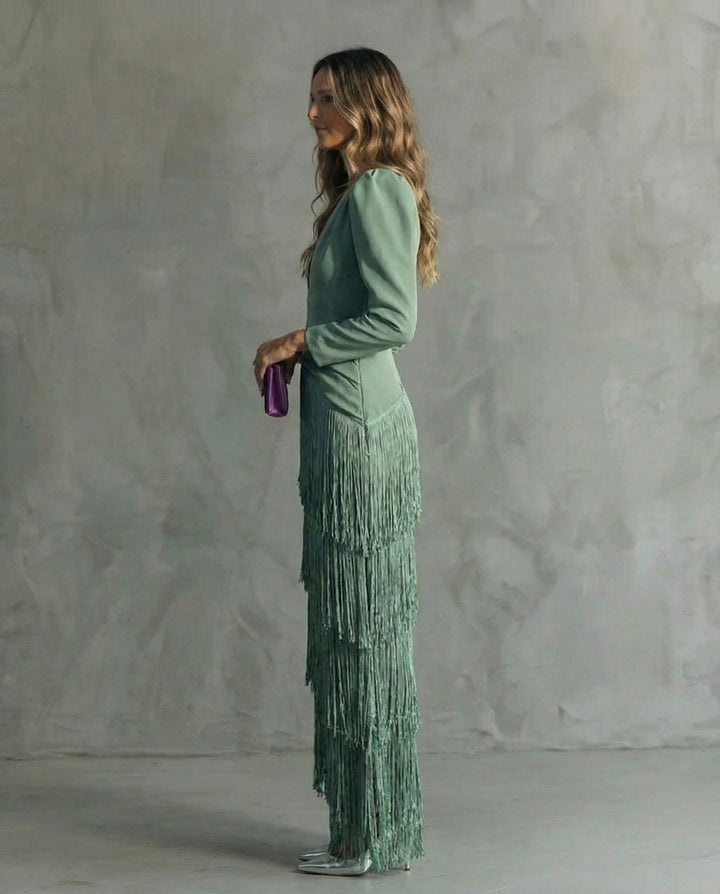 Emma Martin | Flowy V-Neck Long Sleeve Dress For Women
